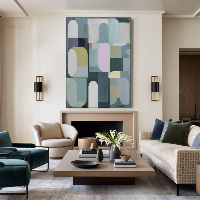 Cool Tone Puzzle gallery view of Scandinavian color block canvas print