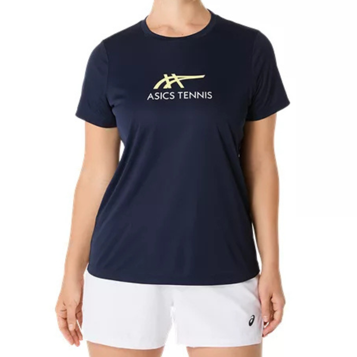 Asics Court Graphic Women Tennis Tee - Midnight/Huddle Yellow