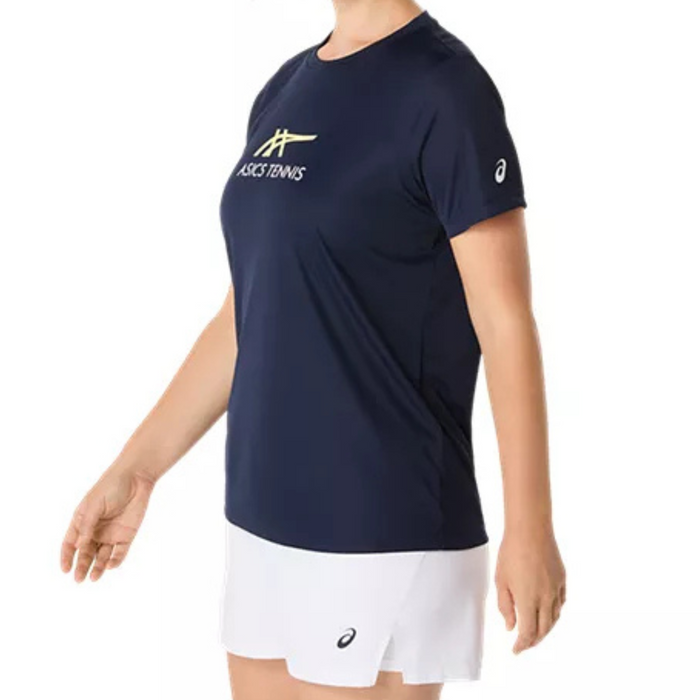 Asics Court Graphic Women Tennis Tee - Midnight/Huddle Yellow
