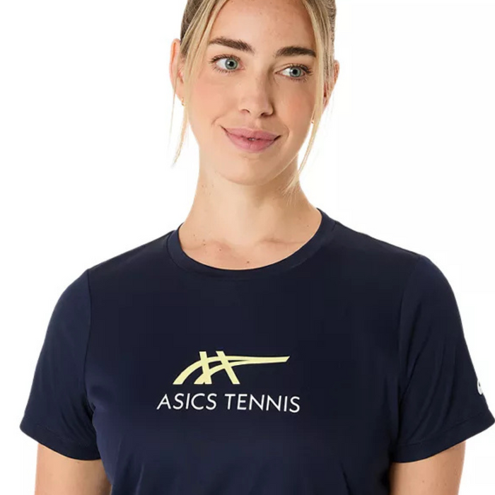 Asics Court Graphic Women Tennis Tee - Midnight/Huddle Yellow