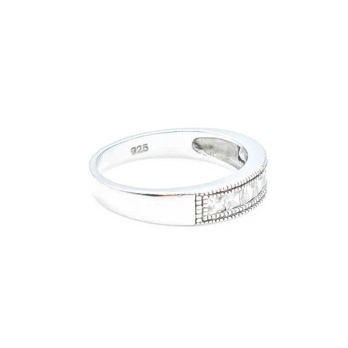 Cubic Zirconia Half Eternity Band Size 8 1/2 in Sterling Silver