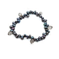Cultured Baroque Freshwater Peacock Pearl And Crystals 7-Inch Stretch Bracelet