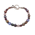 Cultured Baroque Freshwater Pearl Sterling Silver Garnet Beaded Bracelet