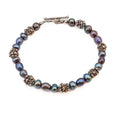 Cultured Peacock Pearl Toggle Bracelet With Silvertone Metal 7.5 Inches