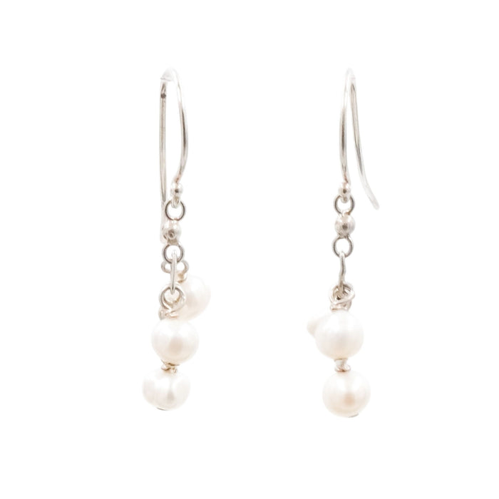 Cultured Pearl Dangle Earrings Sterling Silver Drop 1.25”