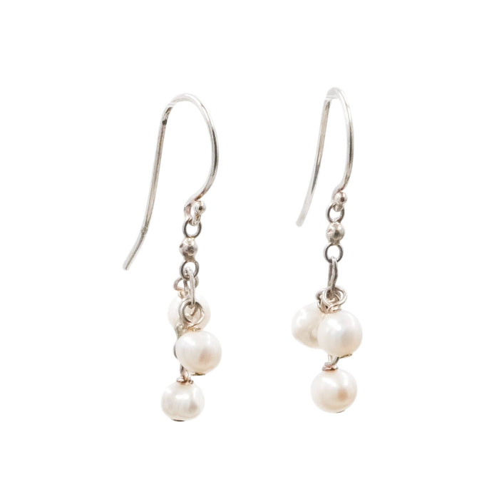 Cultured Pearl Dangle Earrings Sterling Silver Drop 1.25”