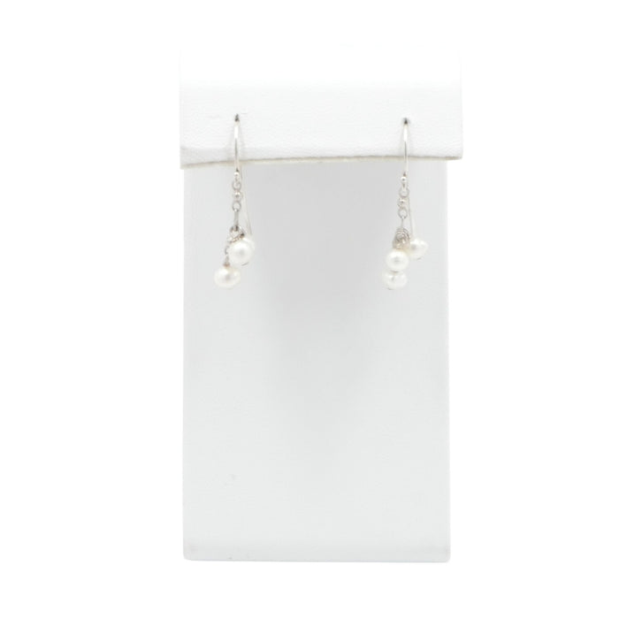 Cultured Pearl Dangle Earrings Sterling Silver Drop 1.25”