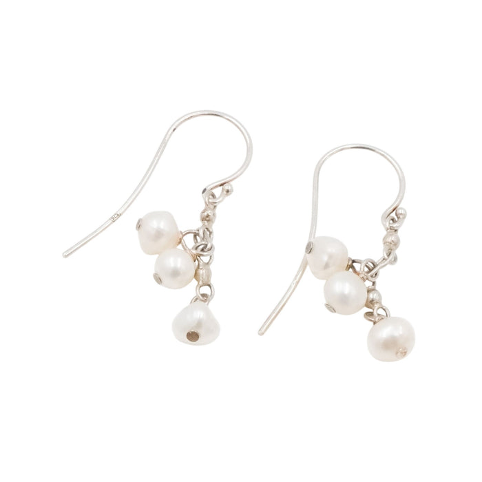 Cultured Pearl Dangle Earrings Sterling Silver Drop 1.25”