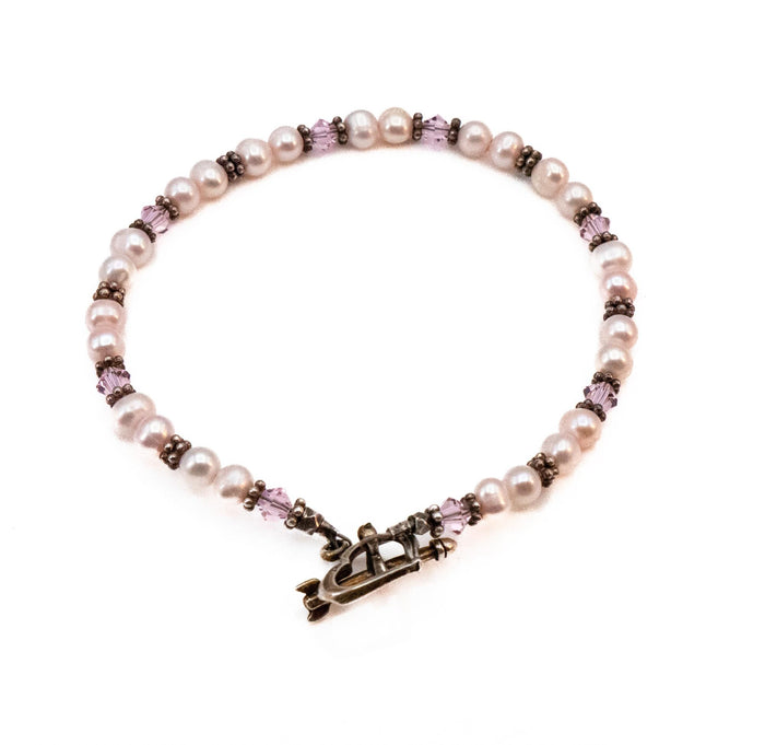 Cultured White Mini Baroque Freshwater Pearl Swarovski Crystal Bracelet