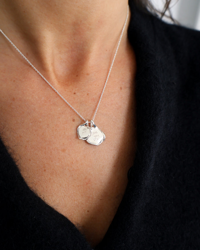 Custom Engraved Wave Pendant | Silver