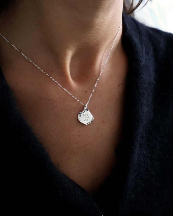 Custom Engraved Wave Pendant | Silver