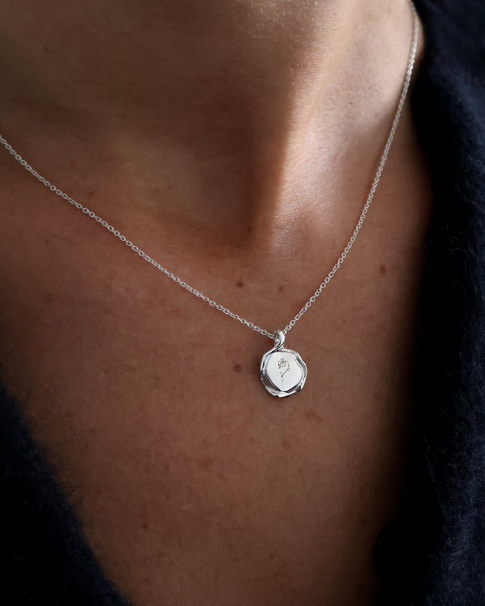 Custom Engraved Wave Pendant | Silver