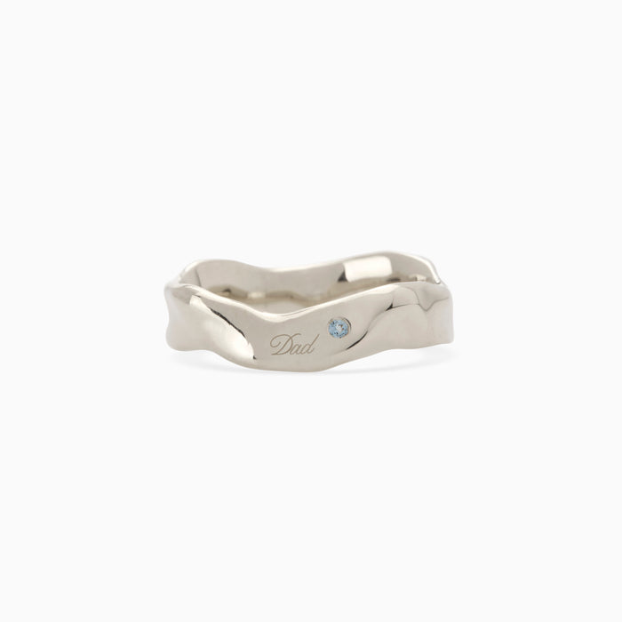Custom Wave Ring (Stone & Engraving) | Silver