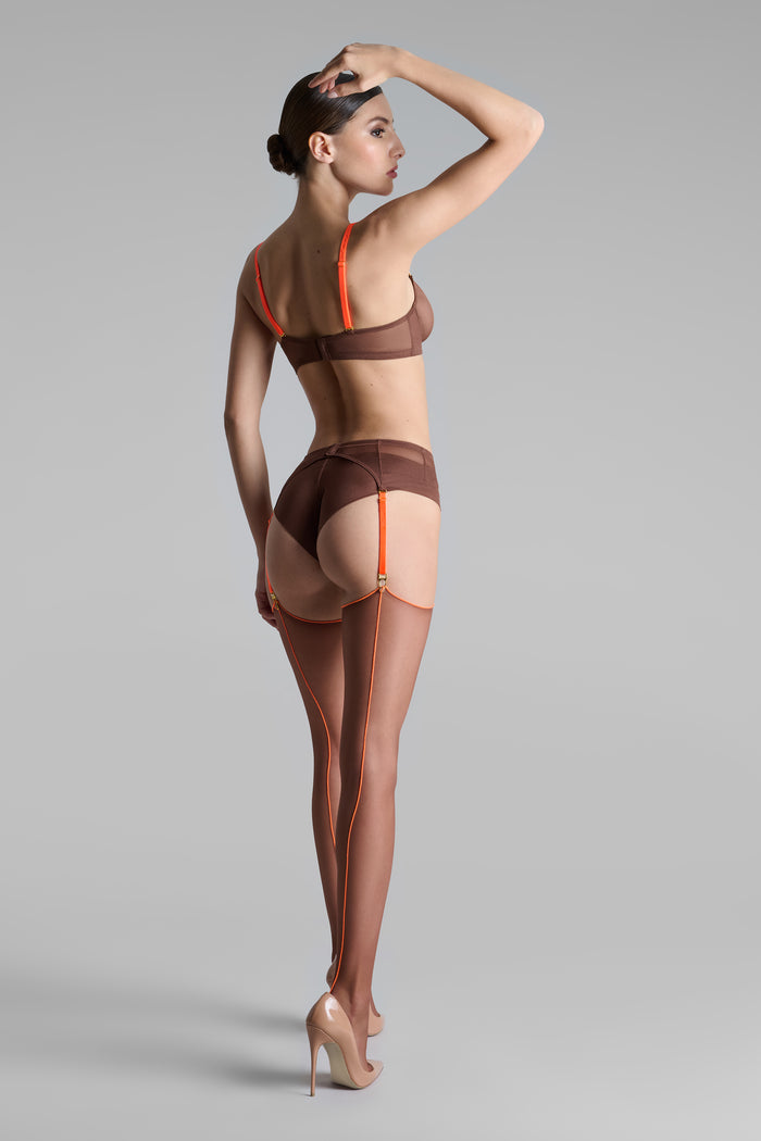 Cut and curled neon seamed stockings - 20D - LEGWEAR