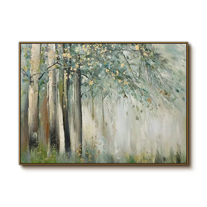 Serene Landscape Artwork for Living Room - Hand-Painted Forest Scene - Dappled Light - Hues Art Lab