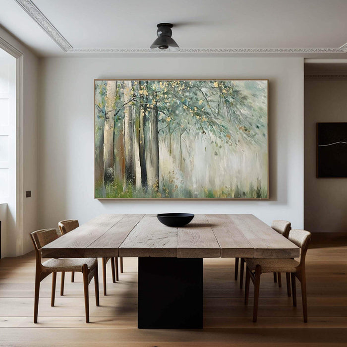 Serene Landscape Artwork for Living Room - Hand-Painted Forest Scene - Dappled Light - Hues Art Lab