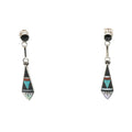 Delberta Boone Zuni Native American Turquoise Inlay Sterling Silver Dangle Earrings