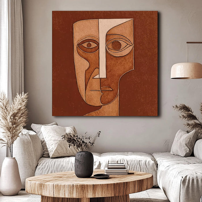Dimensions of Self framed canvas print styled in a contemporary room