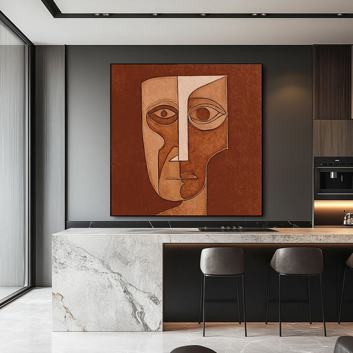Dimensions of Self contemporary portrait painting with geometric figure details