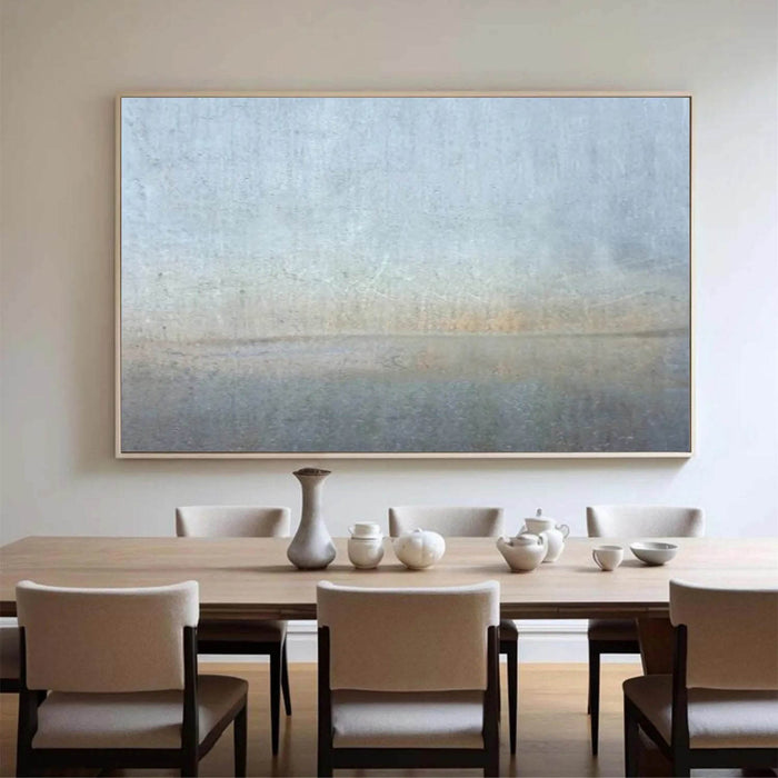 Large Modern Abstract Landscape Art - Subtle Earth Tones in Blue and Beige for Serene Home Decor - Distant Vistas - Hues Art Lab