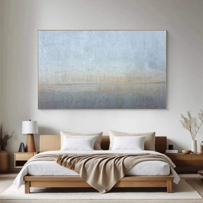 Large Modern Abstract Landscape Art - Subtle Earth Tones in Blue and Beige for Serene Home Decor - Distant Vistas - Hues Art Lab