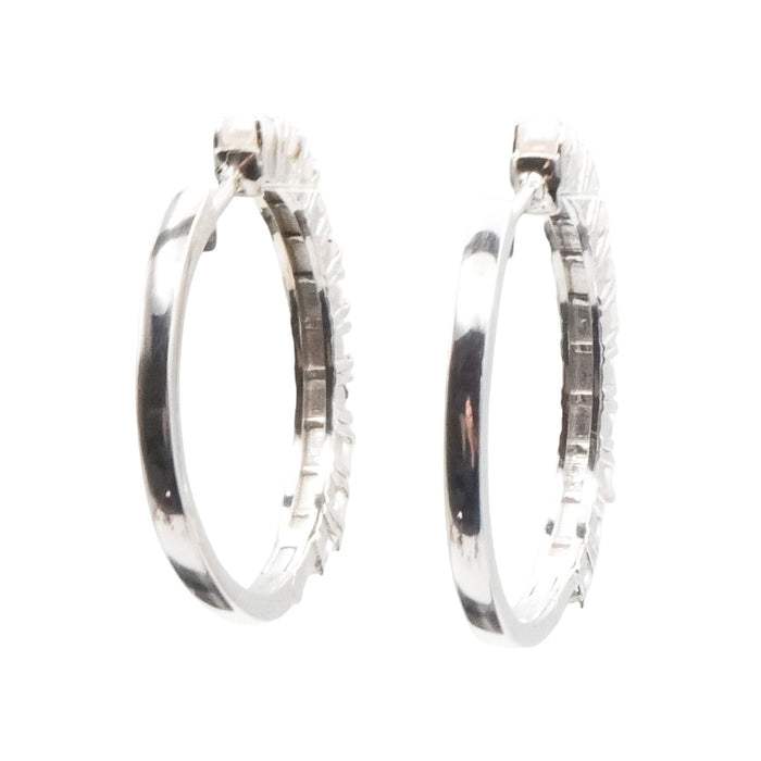 D’Joy Freshwater Pearl Sterling Silver Hoop Earrings 1.25 Inches