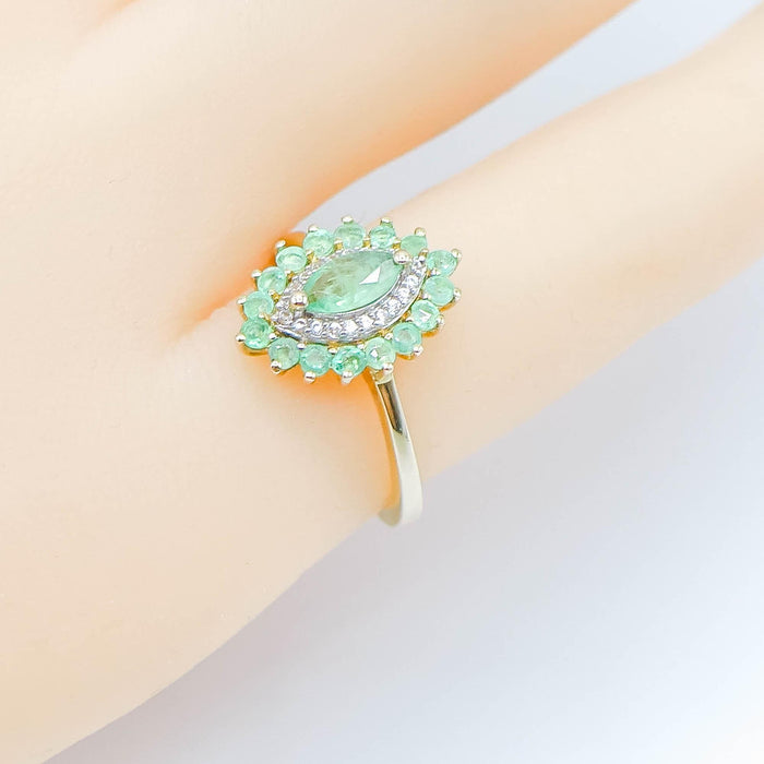 D'Joy Gold Plated Sterling Silver Emerald And Zircon Ring Size 5
