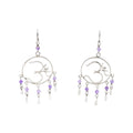 Dreamcatcher Om Sterling Silver Amethyst Dangle Earrings 2.75 Inches