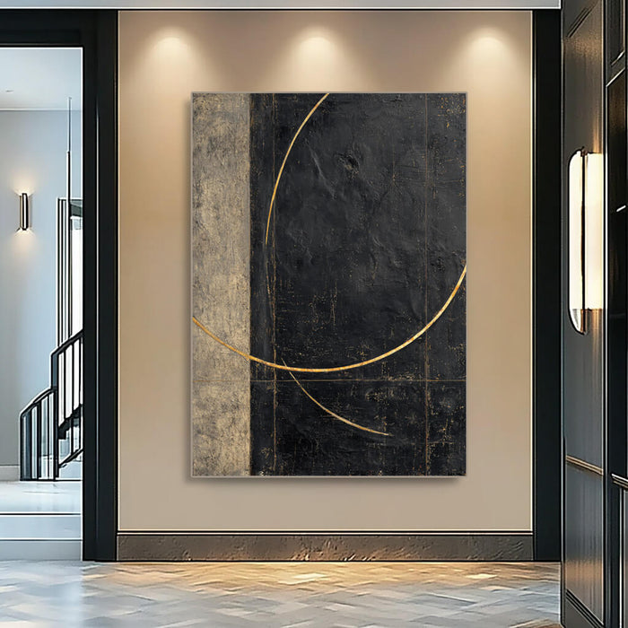 Duo of Gold Leaf framed canvas print styled in a sophisticated modern room