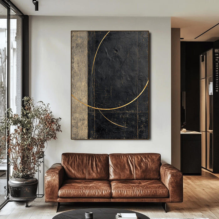 Duo of Gold Leaf large gold abstract wall art for elegant home decor