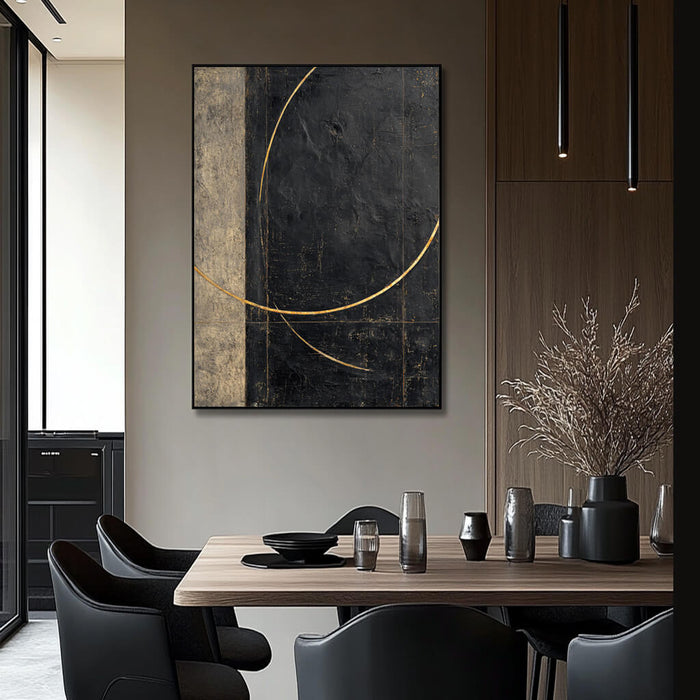 Duo of Gold Leaf Wabi Sabi painting with raised gold leaf details