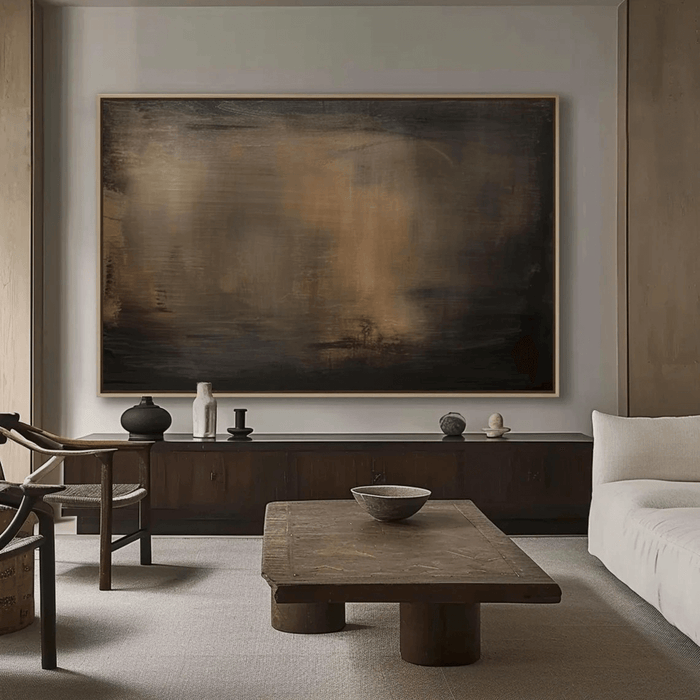 Muted Brown Gradient Abstract Canvas - Contemporary Horizontal Wall Decor - Dust of Dusk I - Hues Art Lab