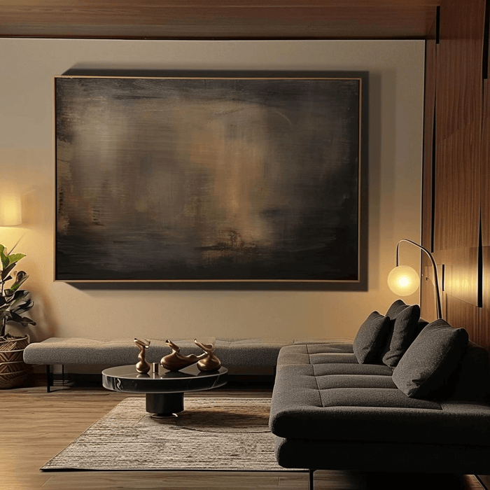 Muted Brown Gradient Abstract Canvas - Contemporary Horizontal Wall Decor - Dust of Dusk I - Hues Art Lab