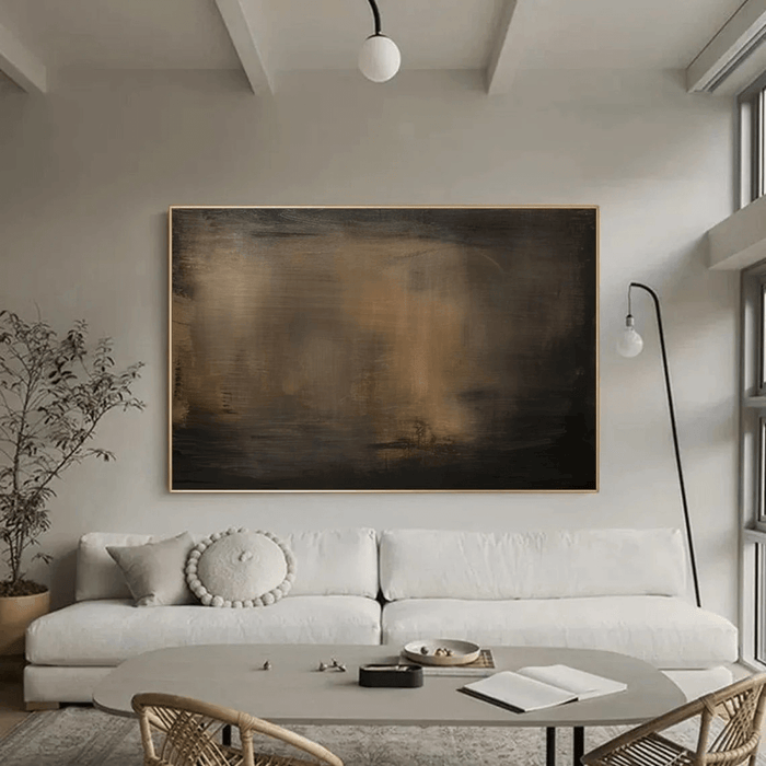 Muted Brown Gradient Abstract Canvas - Contemporary Horizontal Wall Decor - Dust of Dusk I - Hues Art Lab