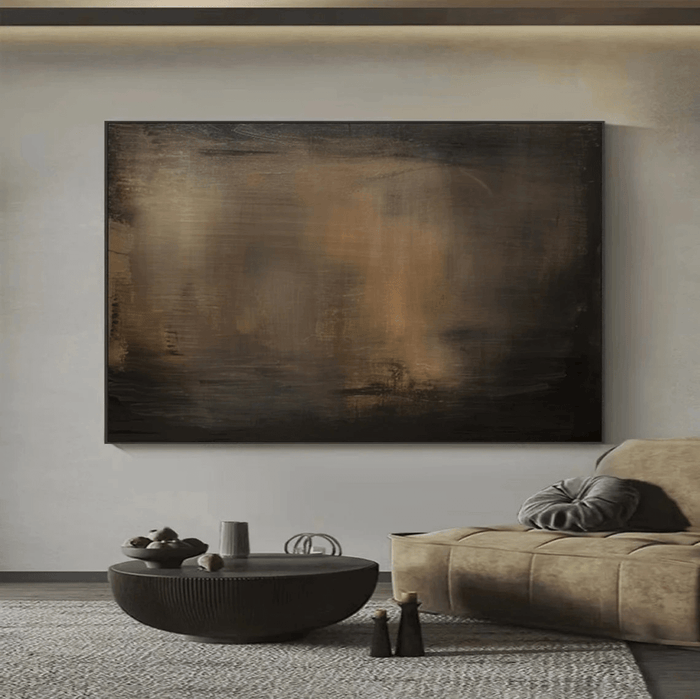 Muted Brown Gradient Abstract Canvas - Contemporary Horizontal Wall Decor - Dust of Dusk I - Hues Art Lab