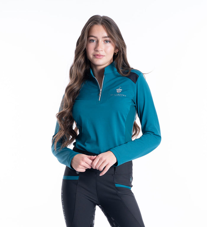 Women's Blackfort Equestrian emerald green long sleeve cool mesh base layer