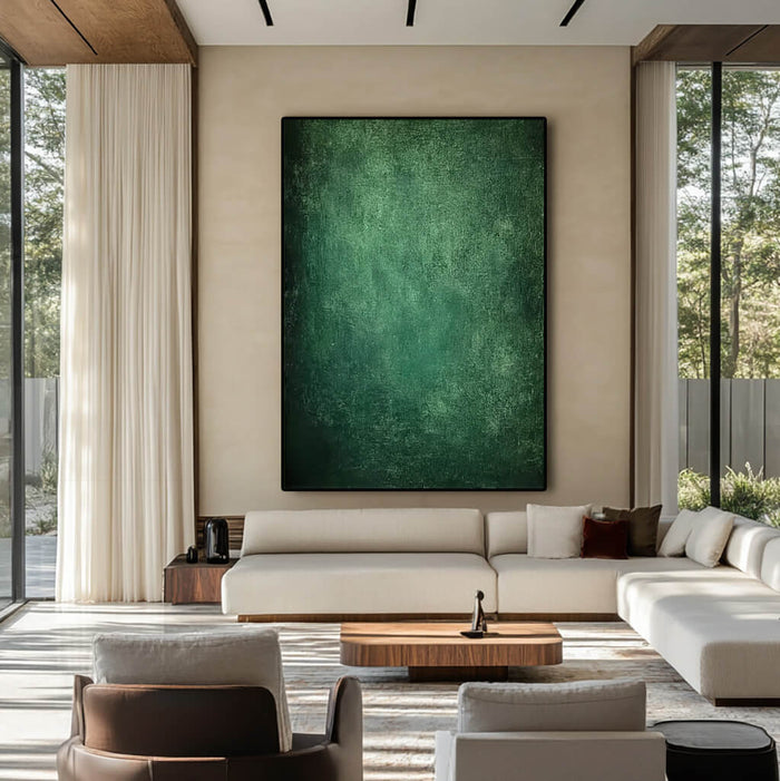 Emerald Wilderness II wabi sabi dark green textured wall art by Hues Art Lab