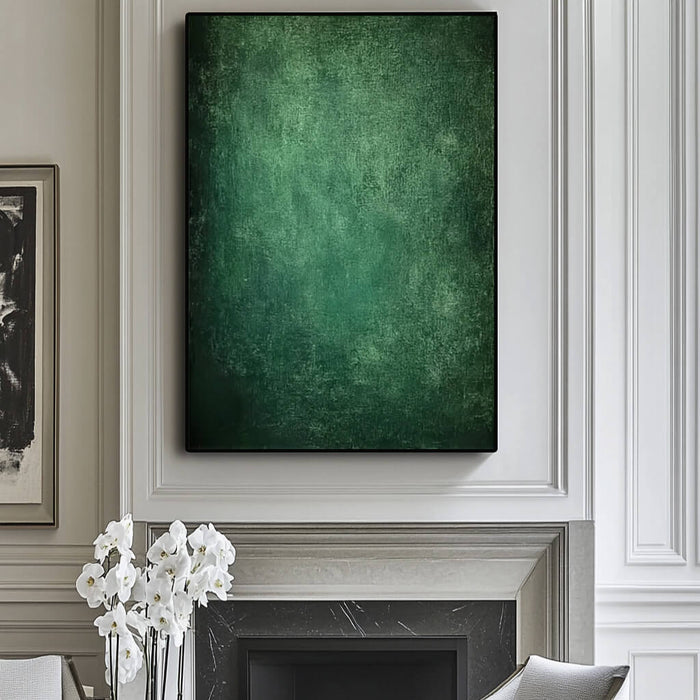 Emerald Wilderness II vertical emerald green canvas artwork with black accents