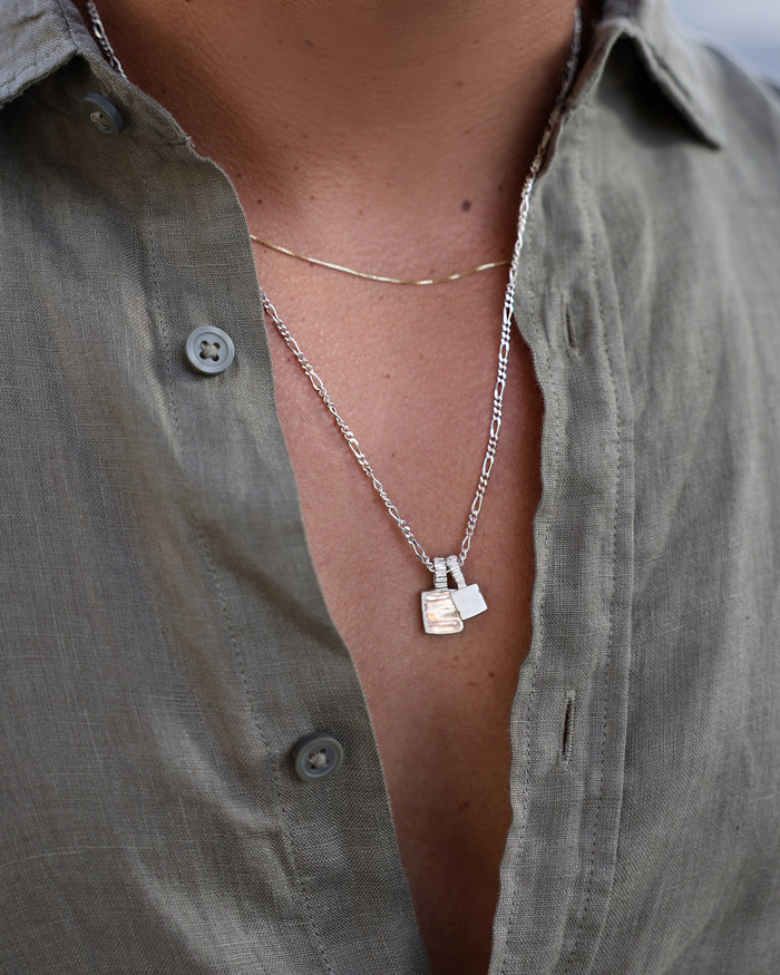 Engraved Slate Pendant | Silver