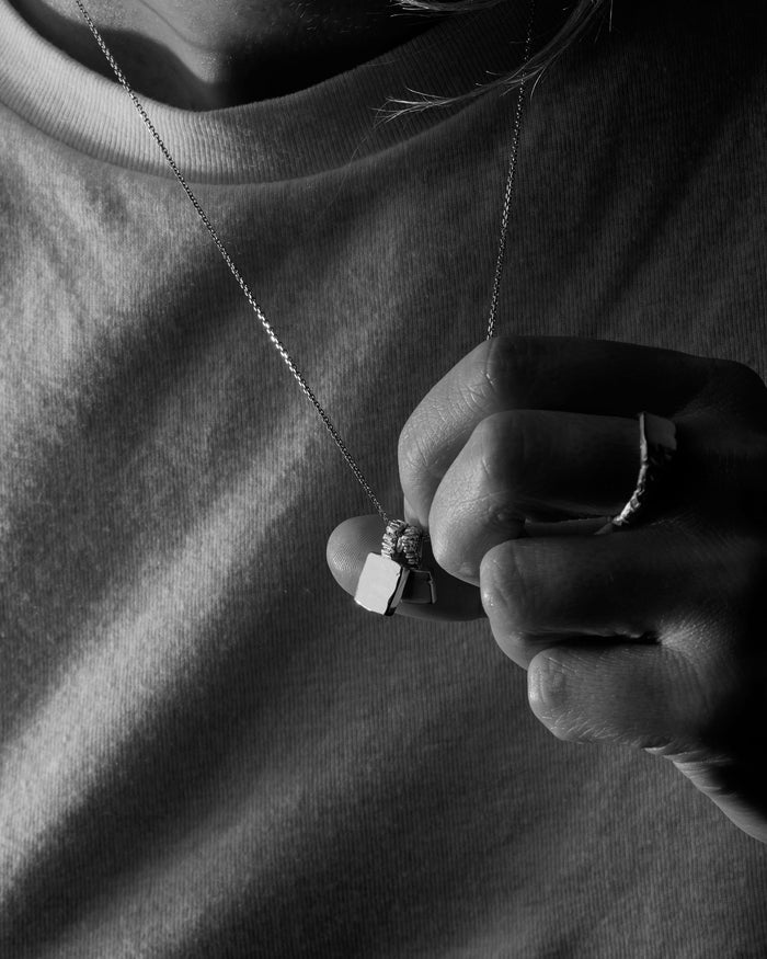 Engraved Slate Pendant | Silver