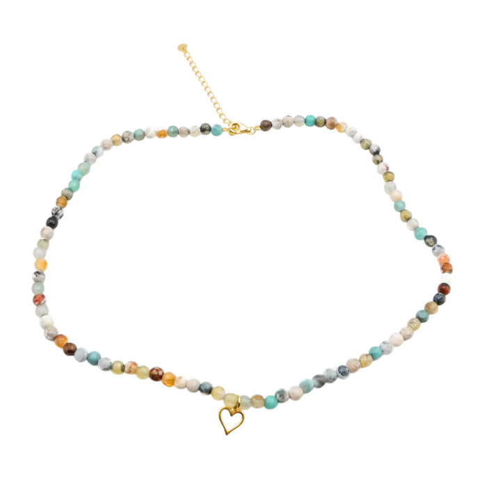 Essential Ritual Amazonite Beaded Heart Necklace Dainty Gemstone Layering Jewelry