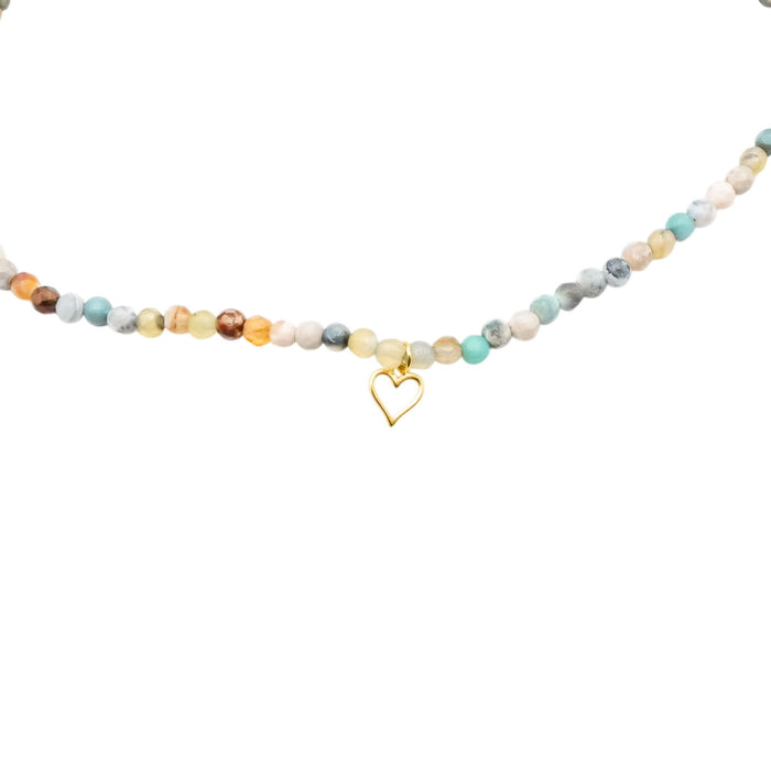 Essential Ritual Amazonite Beaded Heart Necklace Dainty Gemstone Layering Jewelry