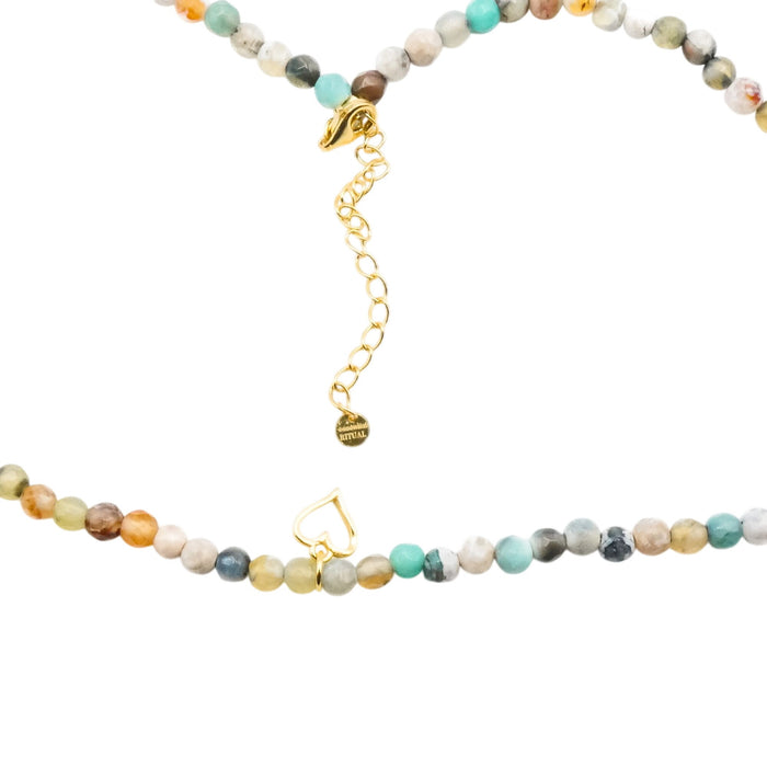 Essential Ritual Amazonite Beaded Heart Necklace Dainty Gemstone Layering Jewelry