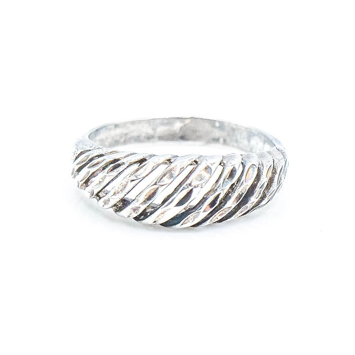 Etched Sterling Silver Ring Size 8