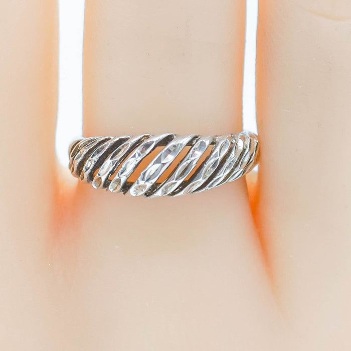 Etched Sterling Silver Ring Size 8