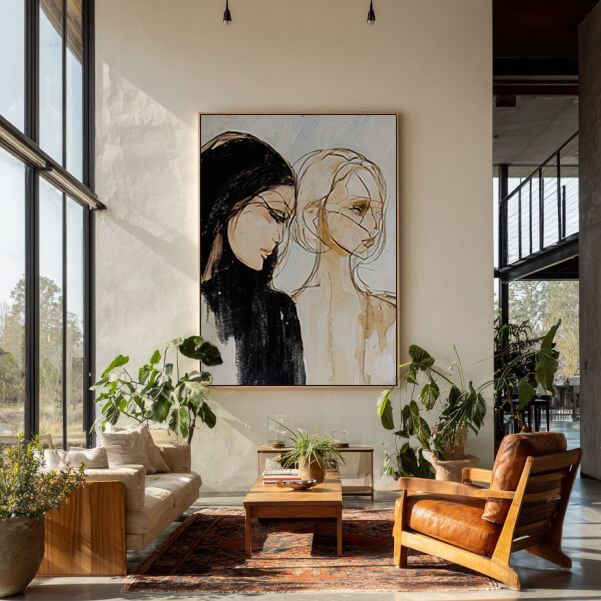 Expressive Silhouettes gallery view of minimalist duo portrait canvas art