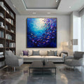 Fish Swirl deep sea fish school impasto wall art by Hues Art Lab