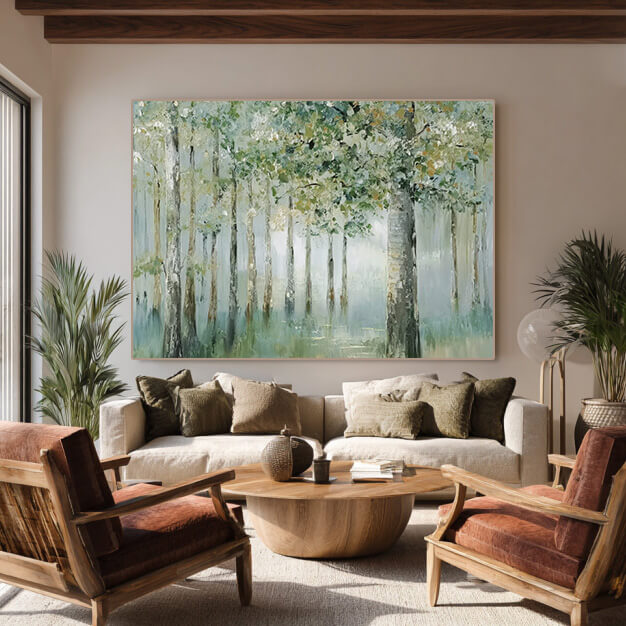 Floating Green Shadows gallery view of impasto forest canvas print