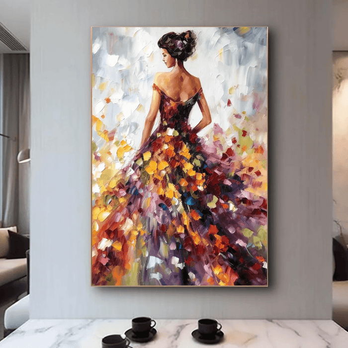 Floral Dance Dress abstract female figure wall art by Hues Art Lab
