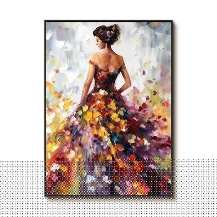 Floral Dance Dress woman figure artwork with floral dress movement